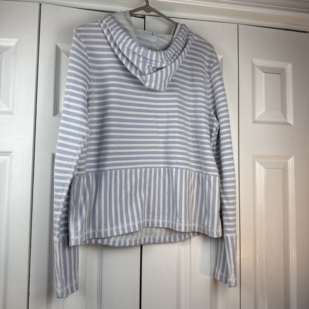J. Crew Hoodie Womens Large Blue Striped Pullover Cotton‎ Beach - Picture 5 of 8